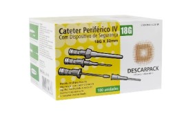Cateter Periférico Iv Com Dispositivo De Segurança - 18g X 32 Mm - 100 Unid - Descarpack